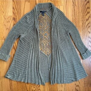 Willi Smith Open Front Cardigan Light Weight Medium Dark Sage Green Medium